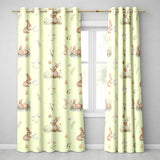 Watercolor Bunny Floral Meadow Seamless  on Neutral Cream Background  Readymade Eyelet Ring Top Thermal 100% Blackout Curtains
