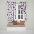 Pink Purple Butterfly Floral Grey Background Seamless  Readymade Eyelet Ring Top Thermal 100% Blackout Curtains