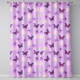 Pink Purple Butterfly Floral Lavender Background Seamless  Readymade Eyelet Ring Top Thermal 100% Blackout Curtains