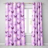 Pink Purple Butterfly Floral Lavender Background Seamless  Readymade Eyelet Ring Top Thermal 100% Blackout Curtains