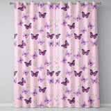 Pink Purple Butterfly Floral Soft Pink Background Seamless  Readymade Eyelet Ring Top Thermal 100% Blackout Curtains