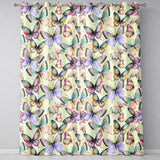 Pastel Watercolor Butterflies Black Background Seamless  Readymade Eyelet Ring Top Thermal 100% Blackout Curtains