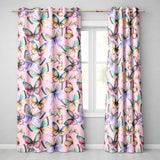 Pastel Watercolor Butterflies Blush Pink Background Seamless  Readymade Eyelet Ring Top Thermal 100% Blackout Curtains