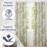 Watercolor Butterfly Leaf Botanical Seamless  Readymade Eyelet Ring Top Thermal 100% Blackout Curtains