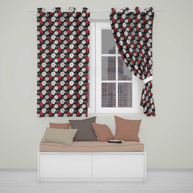 Soft Coral Peony Floral Seamless Pattern  Readymade Eyelet Ring Top Thermal 100% Blackout Curtains