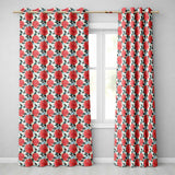 Red Rose Blue Accent Floral Seamless Pattern  Readymade Eyelet Ring Top Thermal 100% Blackout Curtains