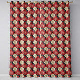 Coral Camellia Branch Botanical Cream Background Seamless  Readymade Eyelet Ring Top Thermal 100% Blackout Curtains