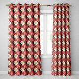 Coral Camellia Branch Botanical Cream Background Seamless  Readymade Eyelet Ring Top Thermal 100% Blackout Curtains