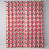 Pink and Red Rose Garden Floral Seamless  Readymade Eyelet Ring Top Thermal 100% Blackout Curtains