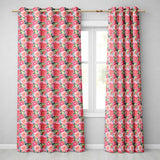 Pink and Red Rose Garden Floral Seamless  Readymade Eyelet Ring Top Thermal 100% Blackout Curtains