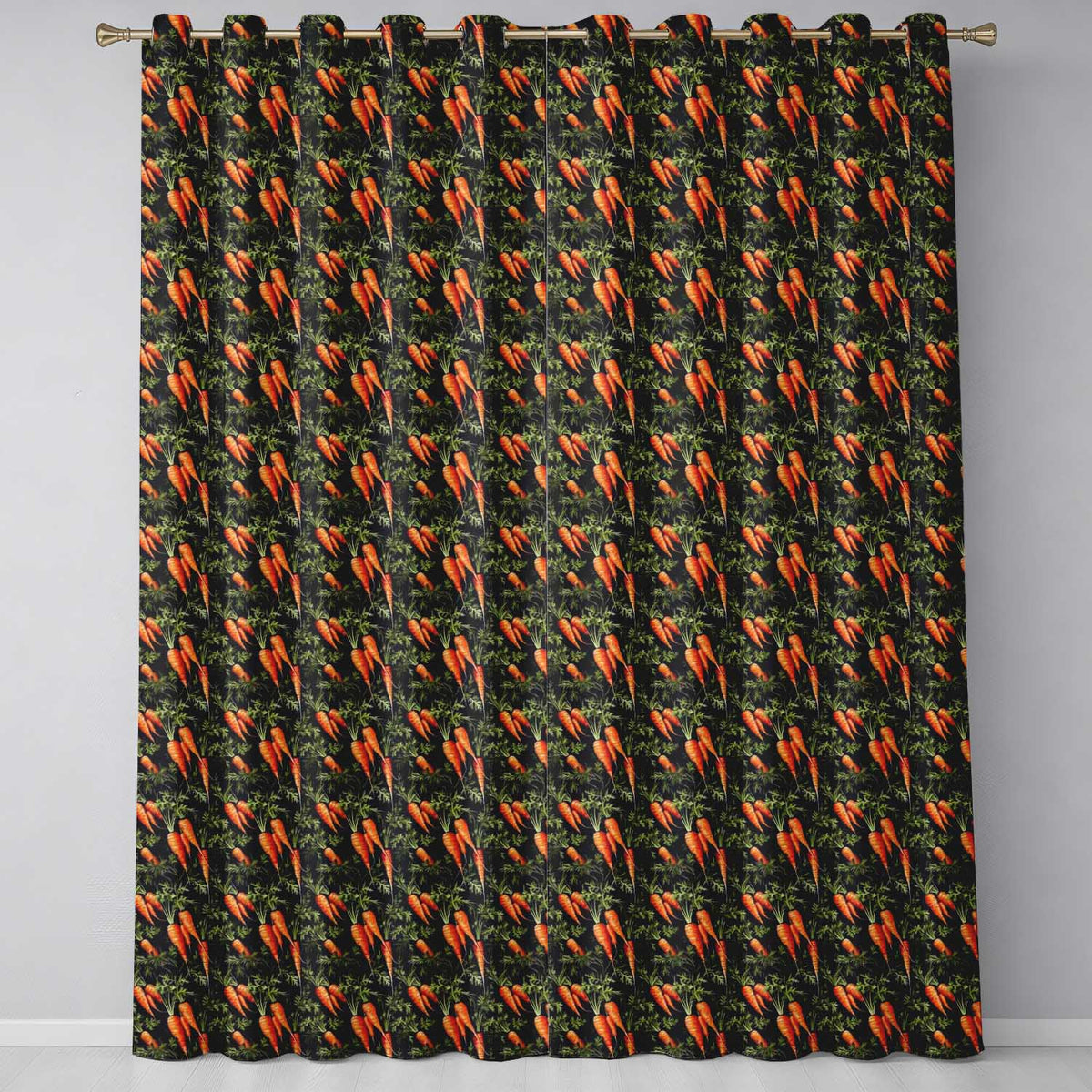 Watercolor Carrot and Herb Botanical Seamless  Readymade Eyelet Ring Top Thermal 100% Blackout Curtains