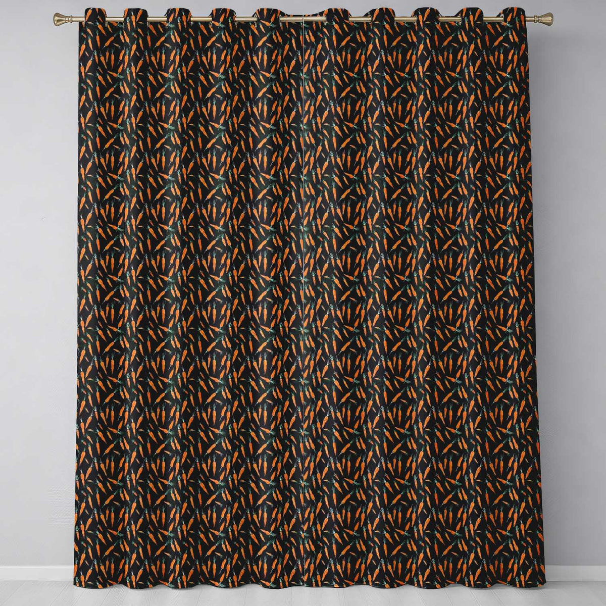 Night Sky Carrot Tossed  Dark Background Playful Seamless Design  Readymade Eyelet Ring Top Thermal 100% Blackout Curtains