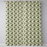 Timeless Botanical Floral   Ivory Background Classic Vintage Style  Readymade Eyelet Ring Top Thermal 100% Blackout Curtains