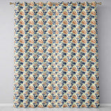Orange Blue Peony Floral Vintage Botanical Seamless  Readymade Eyelet Ring Top Thermal 100% Blackout Curtains