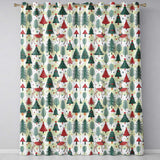 Christmas Reindeer Pine Tree Scandinavian Festive Seamless  Readymade Eyelet Ring Top Thermal 100% Blackout Curtains