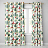 Christmas Reindeer Pine Tree Scandinavian Festive Seamless  Readymade Eyelet Ring Top Thermal 100% Blackout Curtains