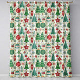 Christmas Ornaments Trees Snowflakes Checkered Festive Seamless  Readymade Eyelet Ring Top Thermal 100% Blackout Curtains
