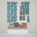 Santa Gifts Christmas Tree Blue Festive Seamless  Readymade Eyelet Ring Top Thermal 100% Blackout Curtains