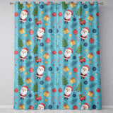 Santa Gifts Christmas Tree Blue Festive Seamless  Readymade Eyelet Ring Top Thermal 100% Blackout Curtains