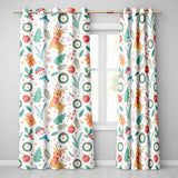 Snowman Reindeer Wreath Winter Christmas  Seamless  Readymade Eyelet Ring Top Thermal 100% Blackout Curtains