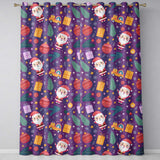Santa Sleigh Gifts Purple Christmas Festive Seamless  Readymade Eyelet Ring Top Thermal 100% Blackout Curtains