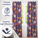 Santa Sleigh Gifts Purple Christmas Festive Seamless  Readymade Eyelet Ring Top Thermal 100% Blackout Curtains