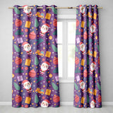 Santa Sleigh Gifts Purple Christmas Festive Seamless  Readymade Eyelet Ring Top Thermal 100% Blackout Curtains