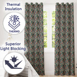 Abstract Watercolor Christmas Trees Green Artistic Seamless  Readymade Eyelet Ring Top Thermal 100% Blackout Curtains