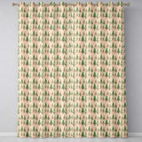 Vintage Christmas Tree Rustic Beige Seamless  Readymade Eyelet Ring Top Thermal 100% Blackout Curtains