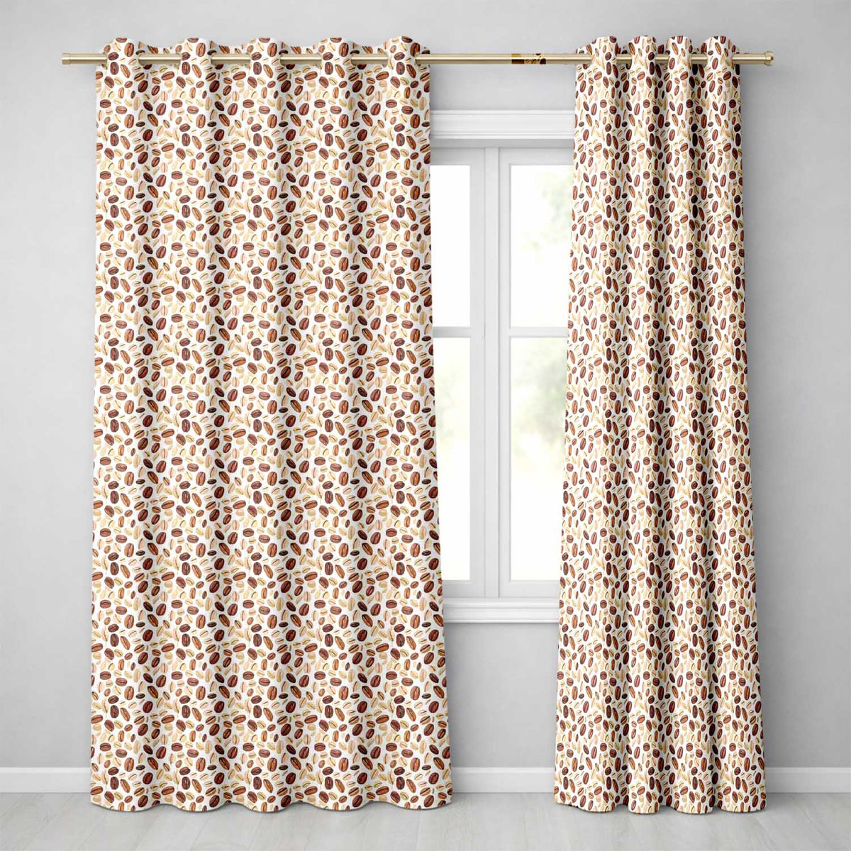 Coffee Beans Mixed Roast Seamless Pattern  Readymade Eyelet Ring Top Thermal 100% Blackout Curtains
