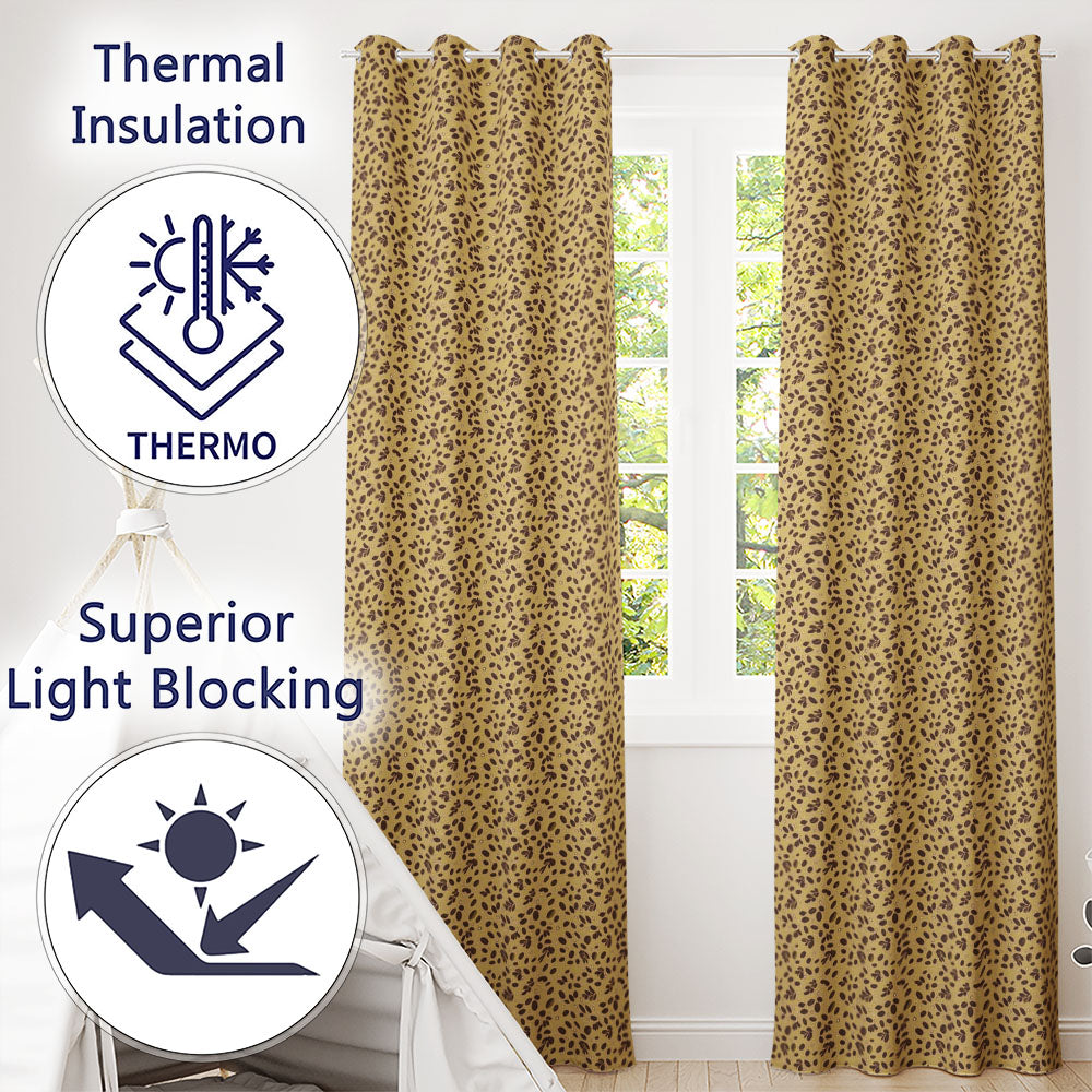 Coffee Bean Rich Brown Dense Seamless Pattern  Readymade Eyelet Ring Top Thermal 100% Blackout Curtains