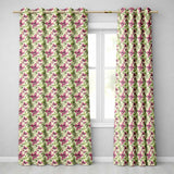 Purple Green Botanical Leaves Watercolor Seamless  Readymade Eyelet Ring Top Thermal 100% Blackout Curtains