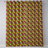 Multicolor Autumn Leaves Dense Seamless  Readymade Eyelet Ring Top Thermal 100% Blackout Curtains
