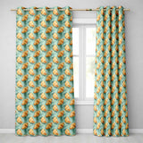 Watercolor Croissant Pastry Soft Blue Artistic Seamless  Readymade Eyelet Ring Top Thermal 100% Blackout Curtains
