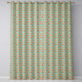 Croissant and Strawberry Playful Teal Background Seamless  Readymade Eyelet Ring Top Thermal 100% Blackout Curtains