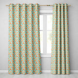 Croissant and Strawberry Playful Teal Background Seamless  Readymade Eyelet Ring Top Thermal 100% Blackout Curtains