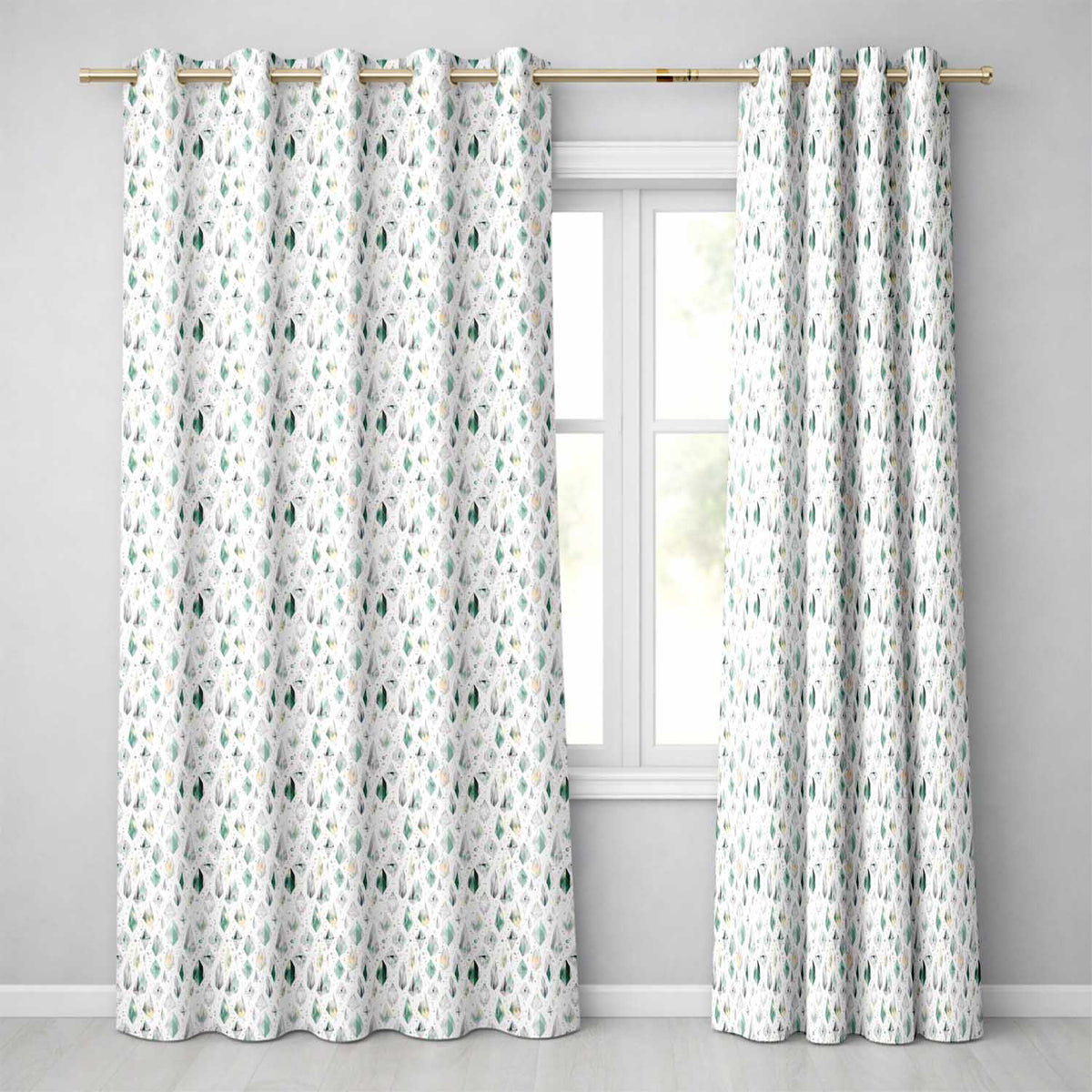 Elegant Pale Crystal Seamless  Minimal Soft Tone Gem Illustration  Readymade Eyelet Ring Top Thermal 100% Blackout Curtains