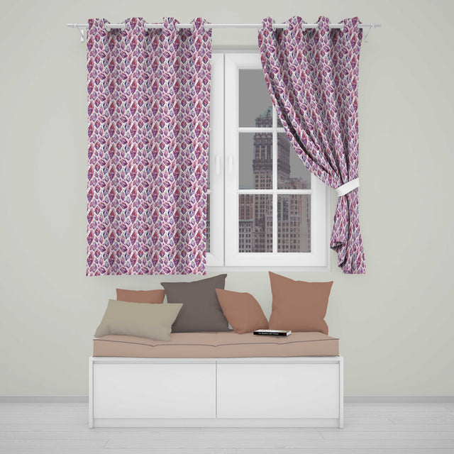 Purple Pink Watercolor Crystal Gem Seamless  Readymade Eyelet Ring Top Thermal 100% Blackout Curtains