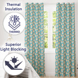 Cartoon Hamster Bow Tie Teal Seamless Pattern  Readymade Eyelet Ring Top Thermal 100% Blackout Curtains