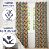 Colorful Artistic Bunny Abstract Seamless  Readymade Eyelet Ring Top Thermal 100% Blackout Curtains