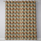 Vintage Style Brown Rabbit Garden Illustration Seamless  Readymade Eyelet Ring Top Thermal 100% Blackout Curtains