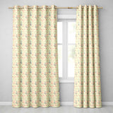 Delicate Grey Bunny Floral Hearts Vintage Seamless  Readymade Eyelet Ring Top Thermal 100% Blackout Curtains