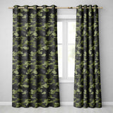 Dark Green Military Camouflage Seamless  Readymade Eyelet Ring Top Thermal 100% Blackout Curtains