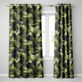 Rich Woodland Green Camouflage Seamless  Readymade Eyelet Ring Top Thermal 100% Blackout Curtains