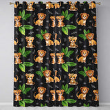 Jungle Animals Dark Background Seamless  Readymade Eyelet Ring Top Thermal 100% Blackout Curtains