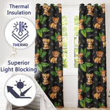 Jungle Animals Dark Background Seamless  Readymade Eyelet Ring Top Thermal 100% Blackout Curtains