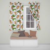 Jungle Animals Lion Tiger Leopard Grey Background Tropical Leaves  Readymade Eyelet Ring Top Thermal 100% Blackout Curtains