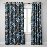 Blue Floral Night Sky Stars Botanical Seamless  Readymade Eyelet Ring Top Thermal 100% Blackout Curtains
