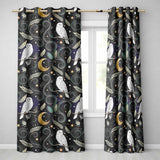 Owl Moon Stars Night Sky Botanical Seamless  Readymade Eyelet Ring Top Thermal 100% Blackout Curtains