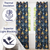 Celestial Candle Moon Stars Mystic Night Seamless  Readymade Eyelet Ring Top Thermal 100% Blackout Curtains
